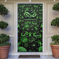 Cerebral Palsy Awareness Infinity Heart Door Cover Neon Green Ribbon Pattern Illustration