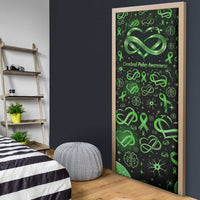 Cerebral Palsy Awareness Infinity Heart Door Cover Neon Green Ribbon Pattern Illustration