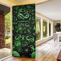 Cerebral Palsy Awareness Infinity Heart Door Cover Neon Green Ribbon Pattern Illustration