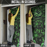 Cerebral Palsy Awareness Infinity Heart Door Cover Neon Green Ribbon Pattern Illustration