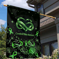 Cerebral Palsy Awareness Infinity Heart Garden Flag Neon Green Ribbon Pattern Illustration