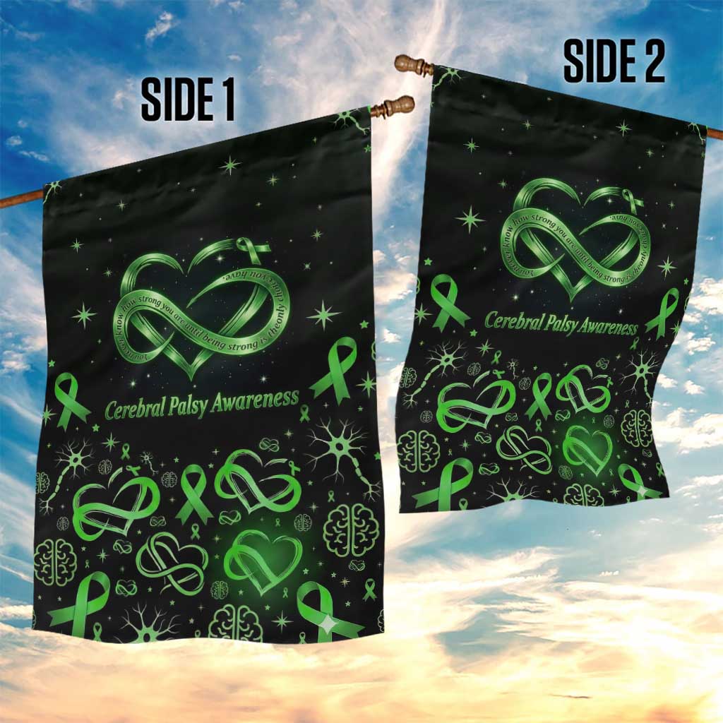 Cerebral Palsy Awareness Infinity Heart Garden Flag Neon Green Ribbon Pattern Illustration