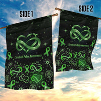 Cerebral Palsy Awareness Infinity Heart Garden Flag Neon Green Ribbon Pattern Illustration
