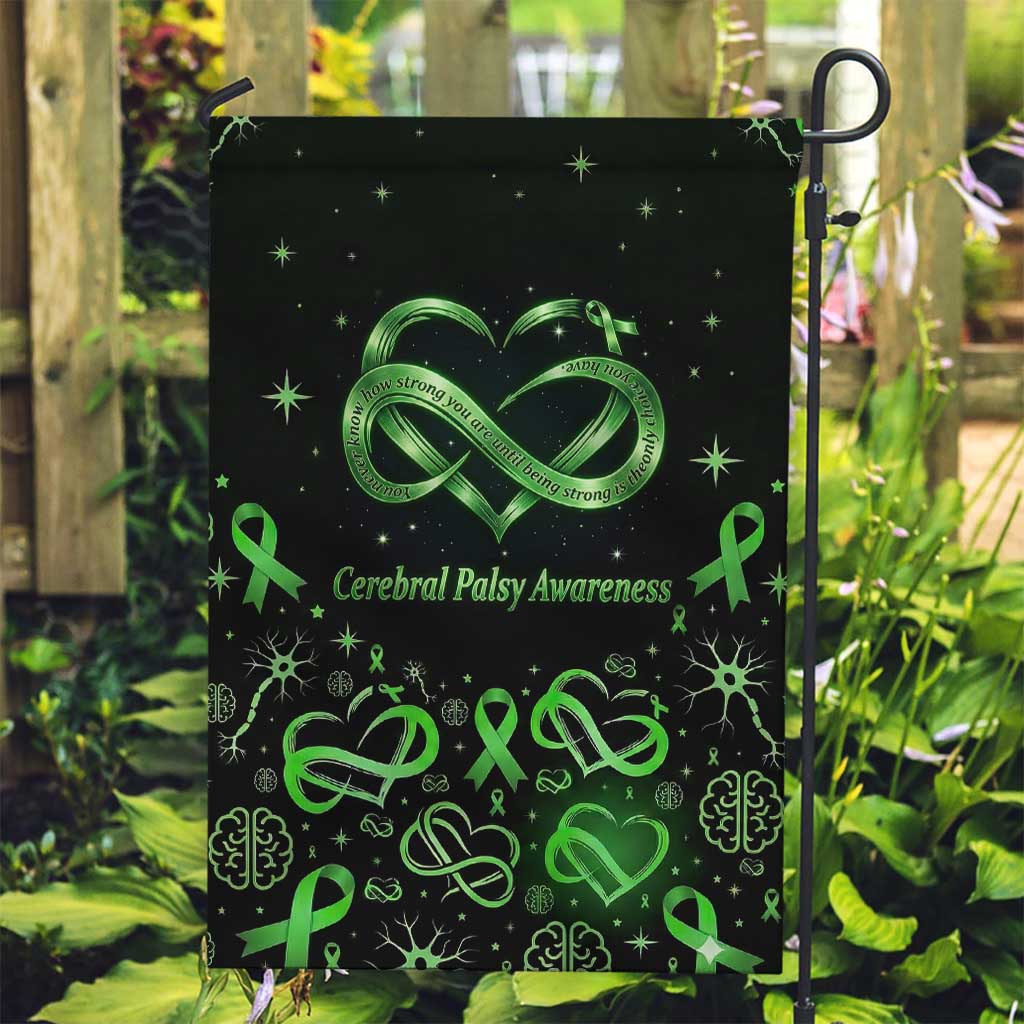 Cerebral Palsy Awareness Infinity Heart Garden Flag Neon Green Ribbon Pattern Illustration