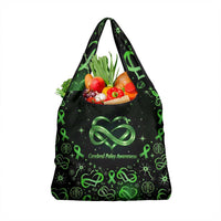 Cerebral Palsy Awareness Infinity Heart Grocery Bag Neon Green Ribbon Pattern Illustration