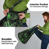 Cerebral Palsy Awareness Infinity Heart Grocery Bag Neon Green Ribbon Pattern Illustration