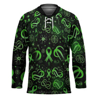 Cerebral Palsy Awareness Infinity Heart Hockey Jersey Neon Green Ribbon Pattern Illustration