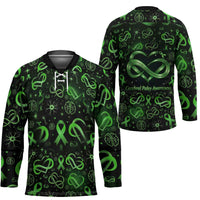 Cerebral Palsy Awareness Infinity Heart Hockey Jersey Neon Green Ribbon Pattern Illustration