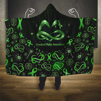 Cerebral Palsy Awareness Infinity Heart Hooded Blanket Neon Green Ribbon Pattern Illustration