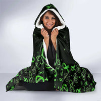 Cerebral Palsy Awareness Infinity Heart Hooded Blanket Neon Green Ribbon Pattern Illustration