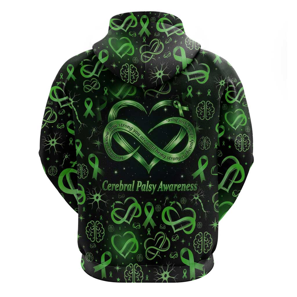 Cerebral Palsy Awareness Infinity Heart Hoodie Neon Green Ribbon Pattern Illustration