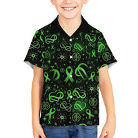 Cerebral Palsy Awareness Infinity Heart Kid Hawaiian Shirt Neon Green Ribbon Pattern Illustration