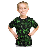 Cerebral Palsy Awareness Infinity Heart Kid T Shirt Neon Green Ribbon Pattern Illustration
