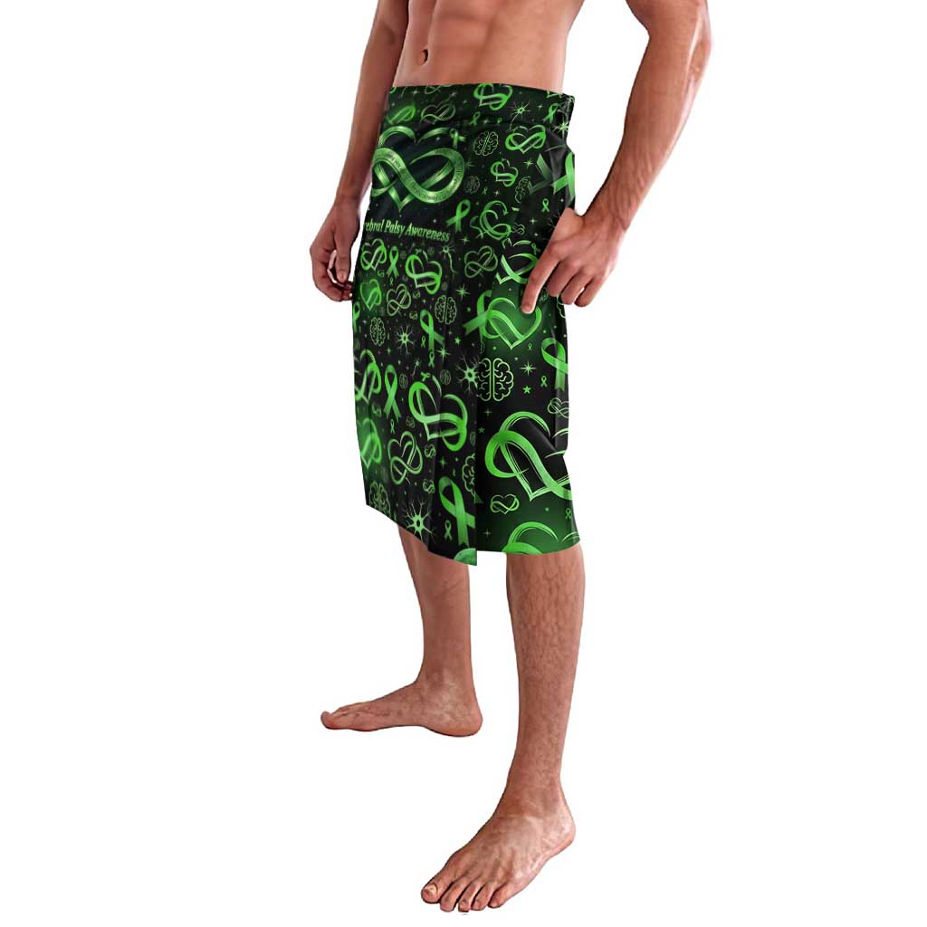 Cerebral Palsy Awareness Infinity Heart Lavalava Neon Green Ribbon Pattern Illustration