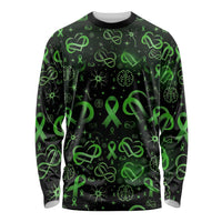 Cerebral Palsy Awareness Infinity Heart Long Sleeve Shirt Neon Green Ribbon Pattern Illustration