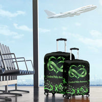 Cerebral Palsy Awareness Infinity Heart Luggage Cover Neon Green Ribbon Pattern Illustration
