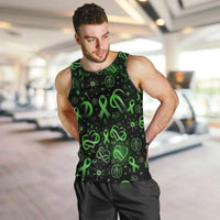 Cerebral Palsy Awareness Infinity Heart Men Tank Top Neon Green Ribbon Pattern Illustration