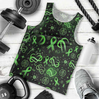 Cerebral Palsy Awareness Infinity Heart Men Tank Top Neon Green Ribbon Pattern Illustration