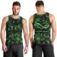 Cerebral Palsy Awareness Infinity Heart Men Tank Top Neon Green Ribbon Pattern Illustration