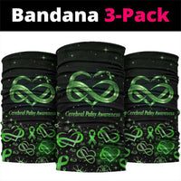 Cerebral Palsy Awareness Infinity Heart Neck Gaiter Neon Green Ribbon Pattern Illustration