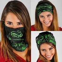 Cerebral Palsy Awareness Infinity Heart Neck Gaiter Neon Green Ribbon Pattern Illustration