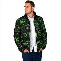 Cerebral Palsy Awareness Infinity Heart Padded Jacket Neon Green Ribbon Pattern Illustration