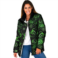 Cerebral Palsy Awareness Infinity Heart Padded Jacket Neon Green Ribbon Pattern Illustration