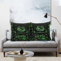 Cerebral Palsy Awareness Infinity Heart Pillow Cover Neon Green Ribbon Pattern Illustration
