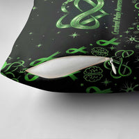 Cerebral Palsy Awareness Infinity Heart Pillow Cover Neon Green Ribbon Pattern Illustration