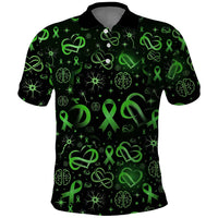 Cerebral Palsy Awareness Infinity Heart Polo Shirt Neon Green Ribbon Pattern Illustration