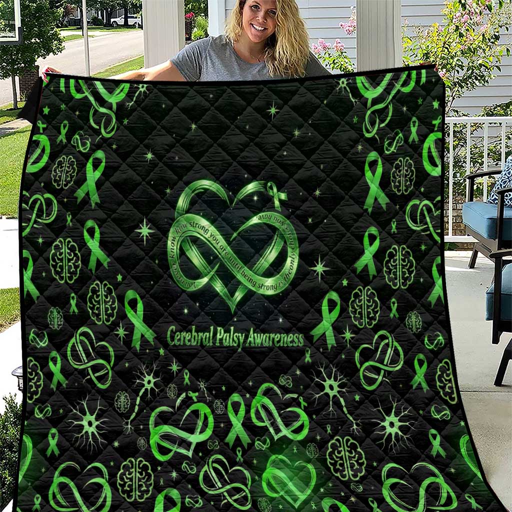 Cerebral Palsy Awareness Infinity Heart Quilt Neon Green Ribbon Pattern Illustration