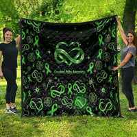 Cerebral Palsy Awareness Infinity Heart Quilt Neon Green Ribbon Pattern Illustration