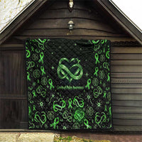 Cerebral Palsy Awareness Infinity Heart Quilt Neon Green Ribbon Pattern Illustration