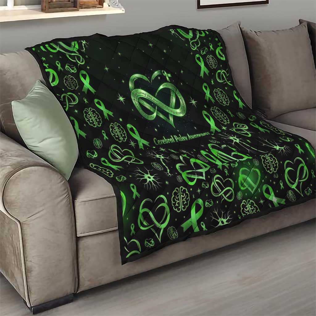 Cerebral Palsy Awareness Infinity Heart Quilt Neon Green Ribbon Pattern Illustration