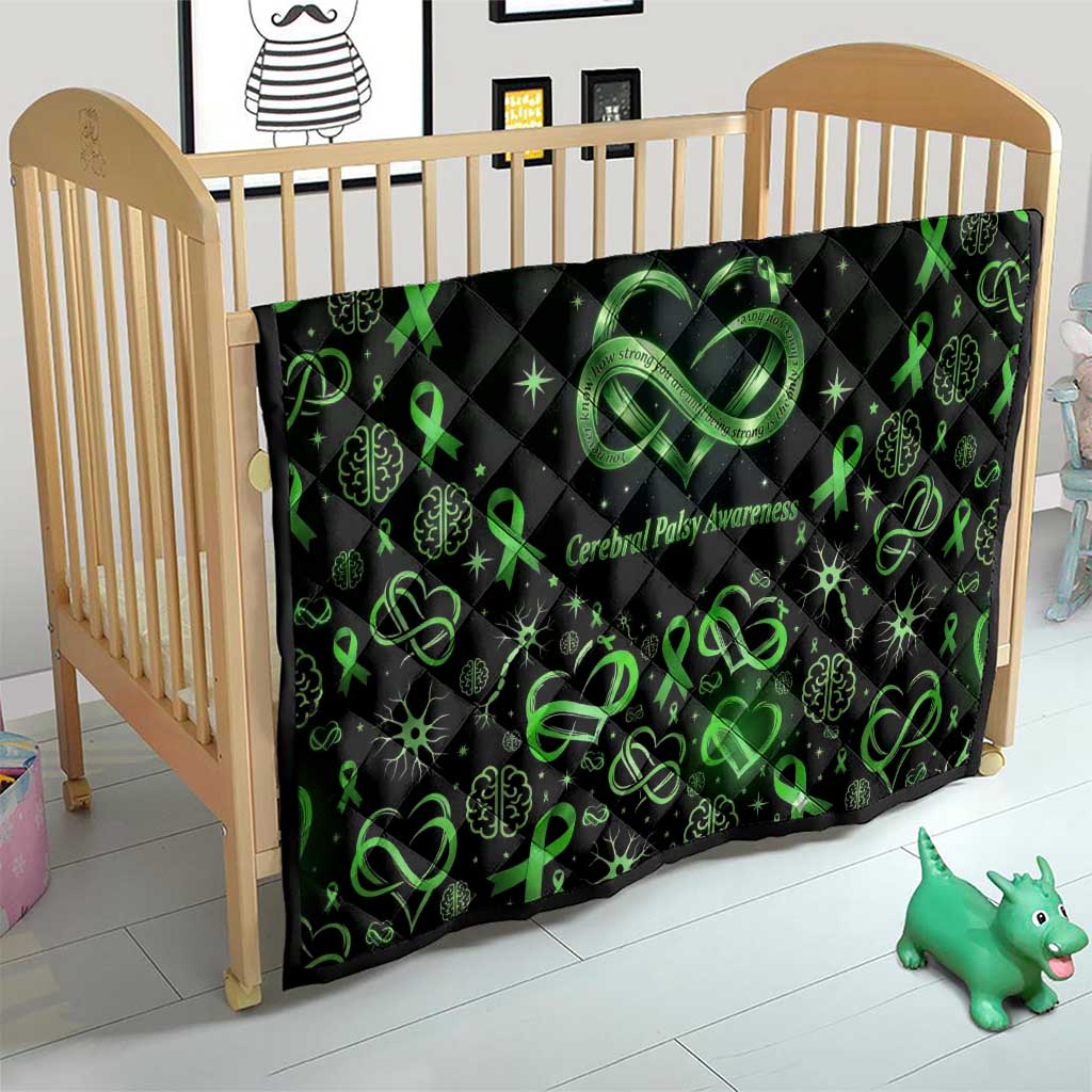 Cerebral Palsy Awareness Infinity Heart Quilt Neon Green Ribbon Pattern Illustration