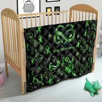 Cerebral Palsy Awareness Infinity Heart Quilt Neon Green Ribbon Pattern Illustration