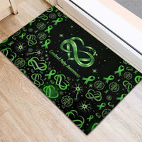 Cerebral Palsy Awareness Infinity Heart Rubber Doormat Neon Green Ribbon Pattern Illustration