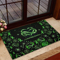 Cerebral Palsy Awareness Infinity Heart Rubber Doormat Neon Green Ribbon Pattern Illustration