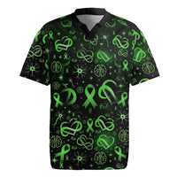 Cerebral Palsy Awareness Infinity Heart Rugby Jersey Neon Green Ribbon Pattern Illustration