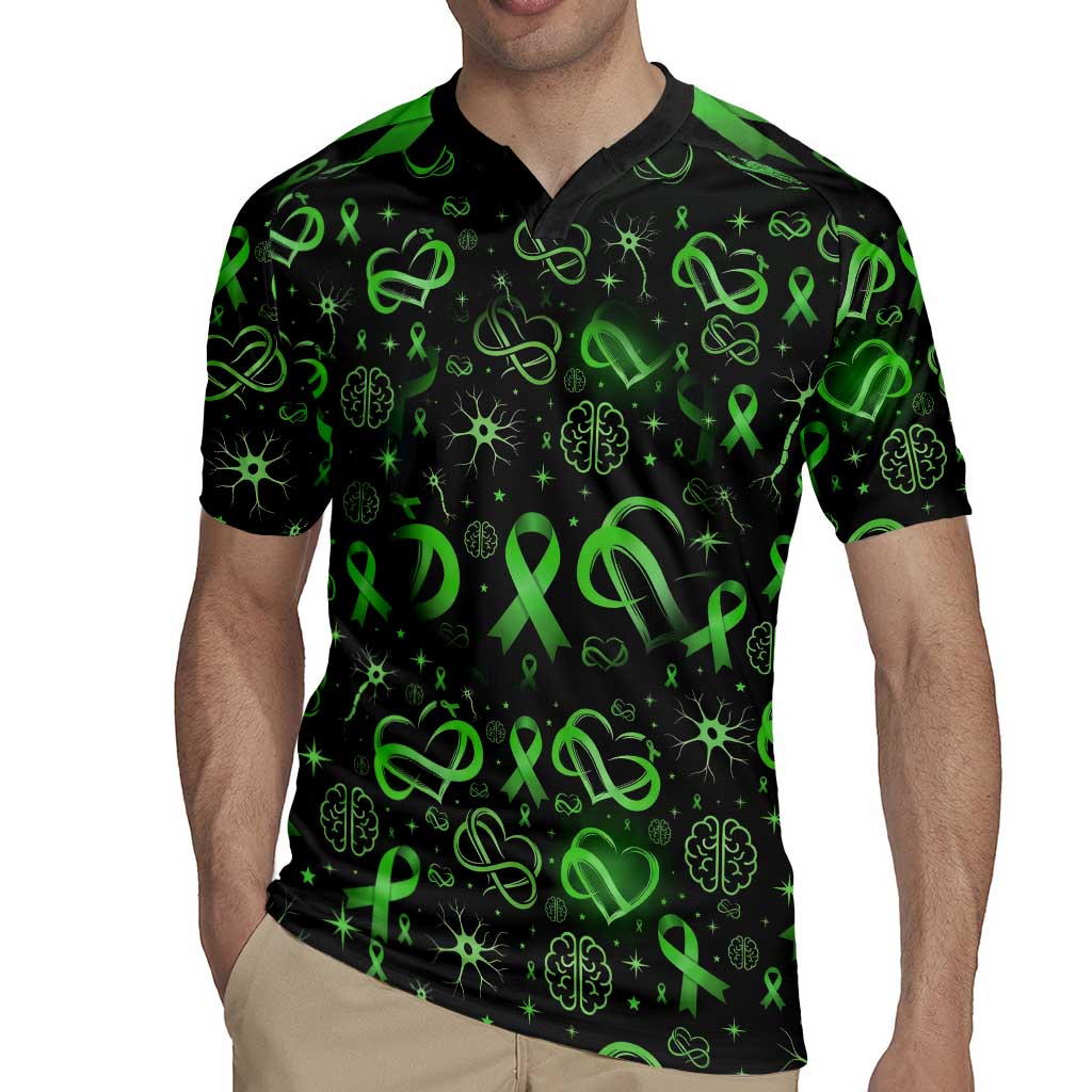Cerebral Palsy Awareness Infinity Heart Rugby Jersey Neon Green Ribbon Pattern Illustration