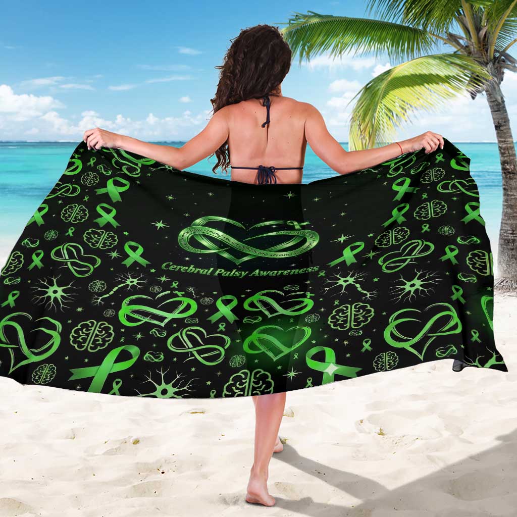 Cerebral Palsy Awareness Infinity Heart Sarong Neon Green Ribbon Pattern Illustration
