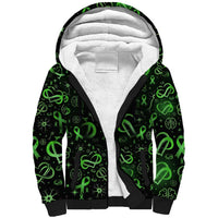 Cerebral Palsy Awareness Infinity Heart Sherpa Hoodie Neon Green Ribbon Pattern Illustration