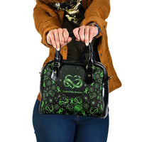 Cerebral Palsy Awareness Infinity Heart Shoulder Handbag Neon Green Ribbon Pattern Illustration