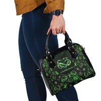 Cerebral Palsy Awareness Infinity Heart Shoulder Handbag Neon Green Ribbon Pattern Illustration