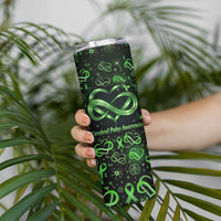 Cerebral Palsy Awareness Infinity Heart Skinny Tumbler Neon Green Ribbon Pattern Illustration