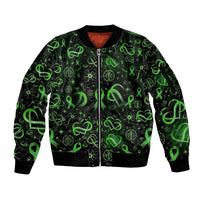 Cerebral Palsy Awareness Infinity Heart Sleeve Zip Bomber Jacket Neon Green Ribbon Pattern Illustration
