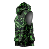 Cerebral Palsy Awareness Infinity Heart Sleeveless Hoodie Neon Green Ribbon Pattern Illustration