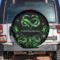 Cerebral Palsy Awareness Infinity Heart Spare Tire Cover Neon Green Ribbon Pattern Illustration