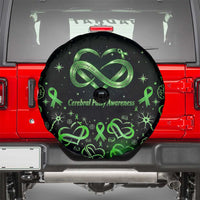 Cerebral Palsy Awareness Infinity Heart Spare Tire Cover Neon Green Ribbon Pattern Illustration