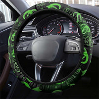 Cerebral Palsy Awareness Infinity Heart Steering Wheel Cover Neon Green Ribbon Pattern Illustration